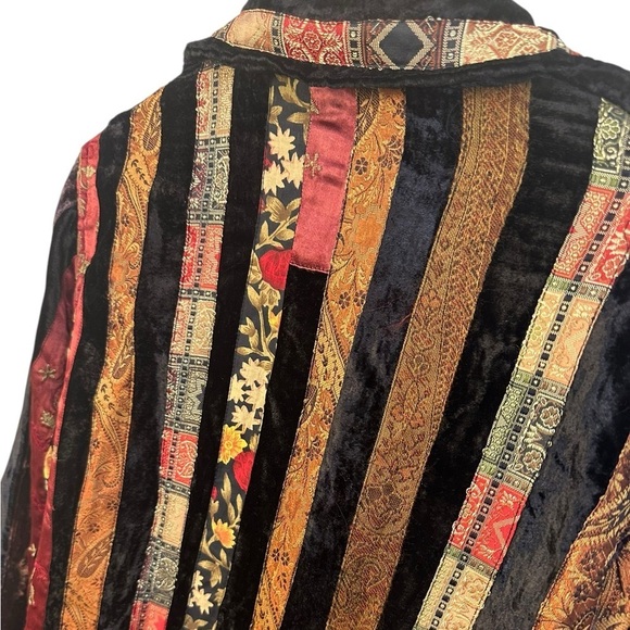 Vintage Coldwater Creek Jacket Patchwork Velvet Floral Metallic Sequins | Medium - Picture 7 of 8